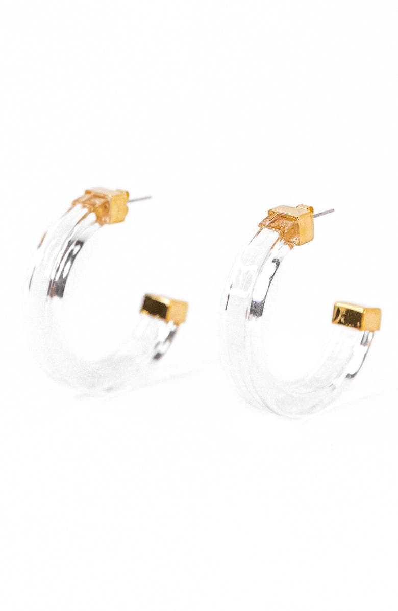 Petit Moments Clear Hoop Earrings, Main, color,