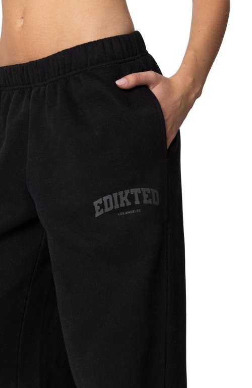 Shop Edikted La Logo Wide Leg Sweatpants In Black