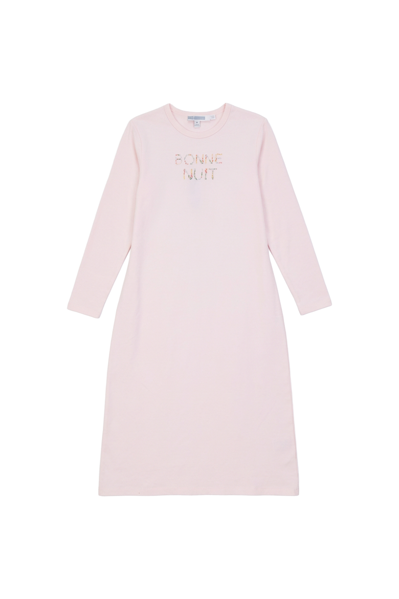 Bonne Nuit Long Sleeve Cotton Spandex Nightgown, Alternate, color, Pink Sorbet