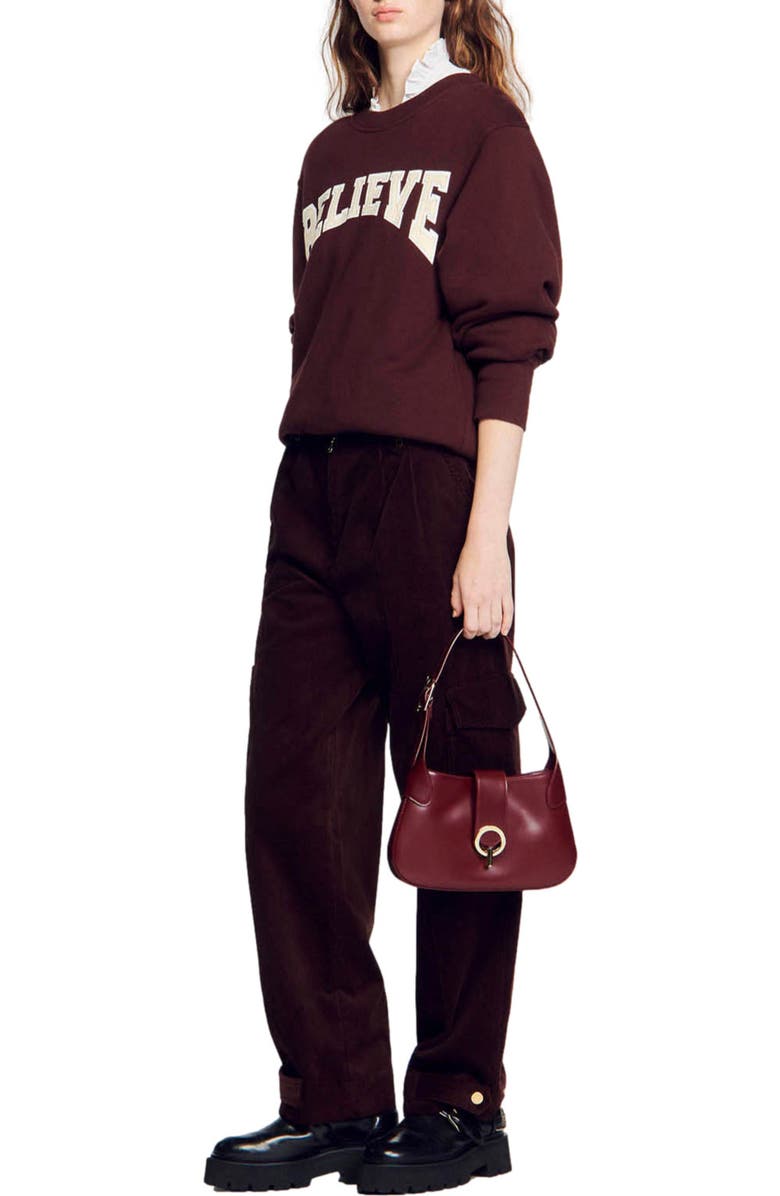 SANDRO Janet bag in certified leather, Alternate, color, Bordeaux