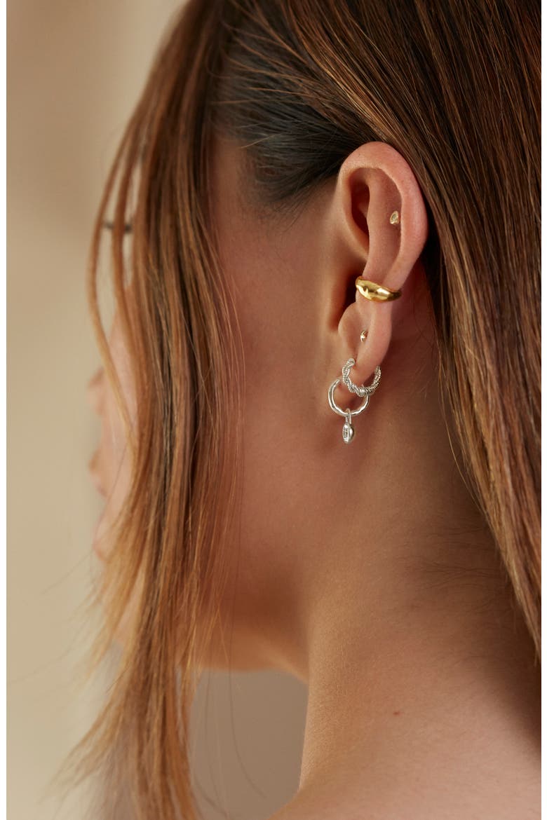 Diamond Essential Huggie Earrings, Alternate, color, SILVER