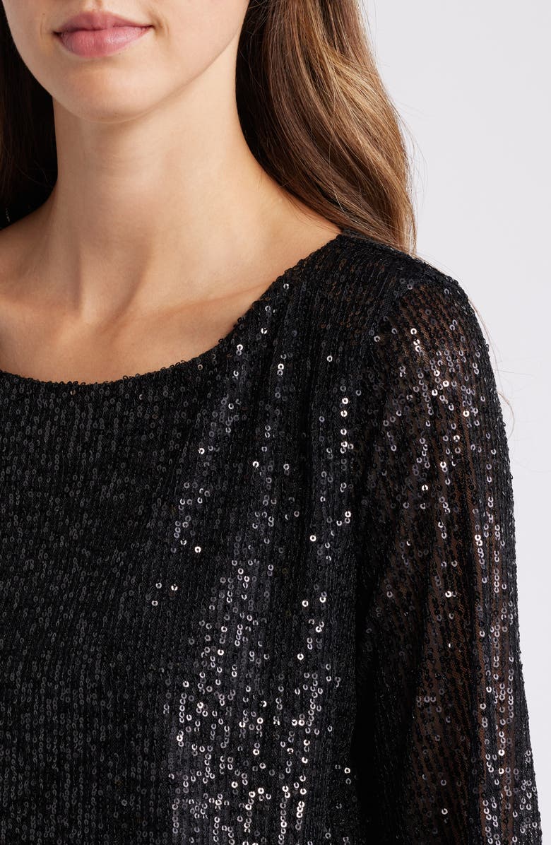 Tahari ASL Sequin Bow Hem Top, Alternate, color, 