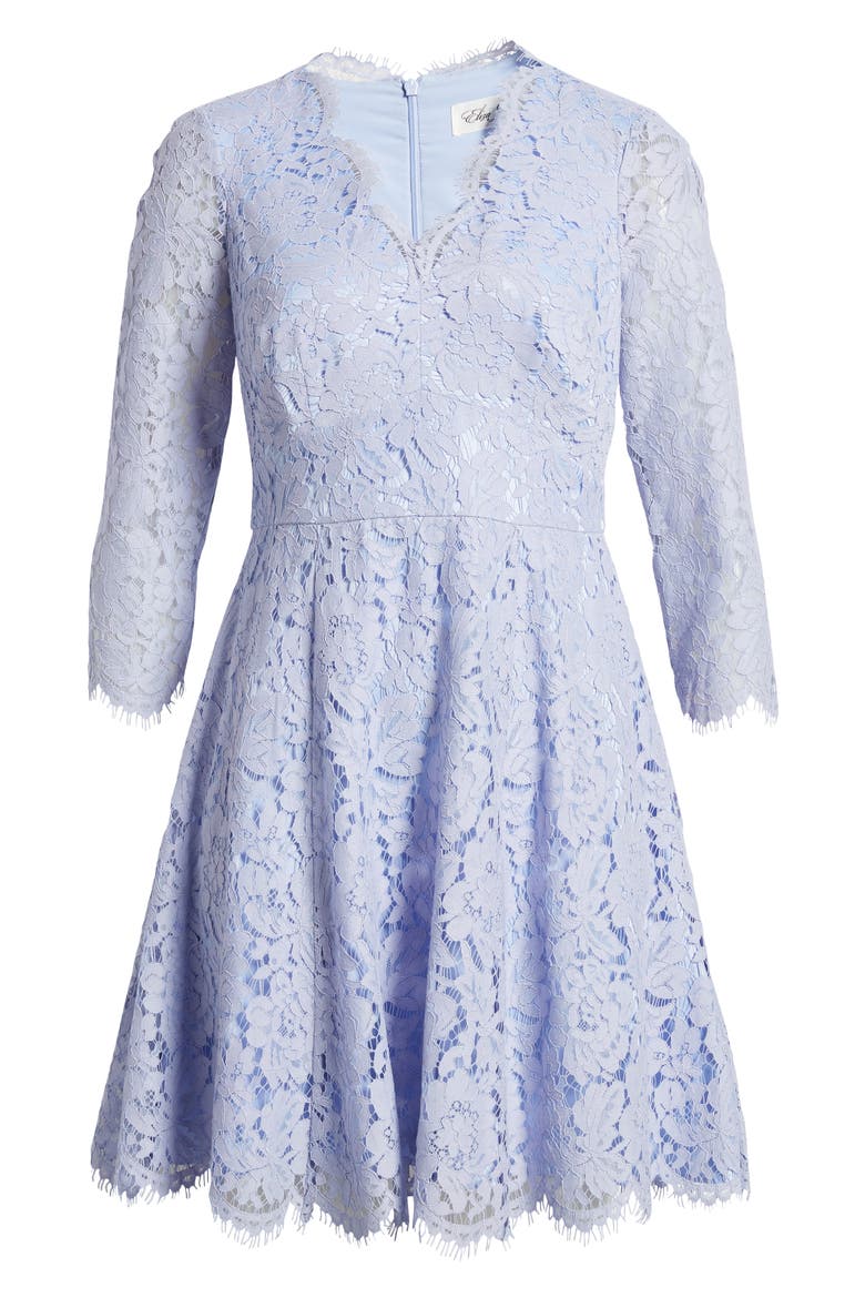 Long Sleeve Lace Fit & Flare Dress, Alternate, color, LIGHT BLUE