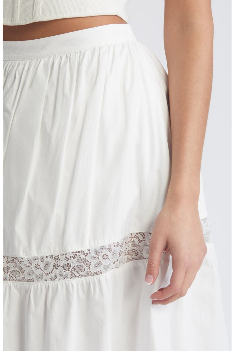 Lace Trim Tiered Skirt, Alternate, color, WHITE