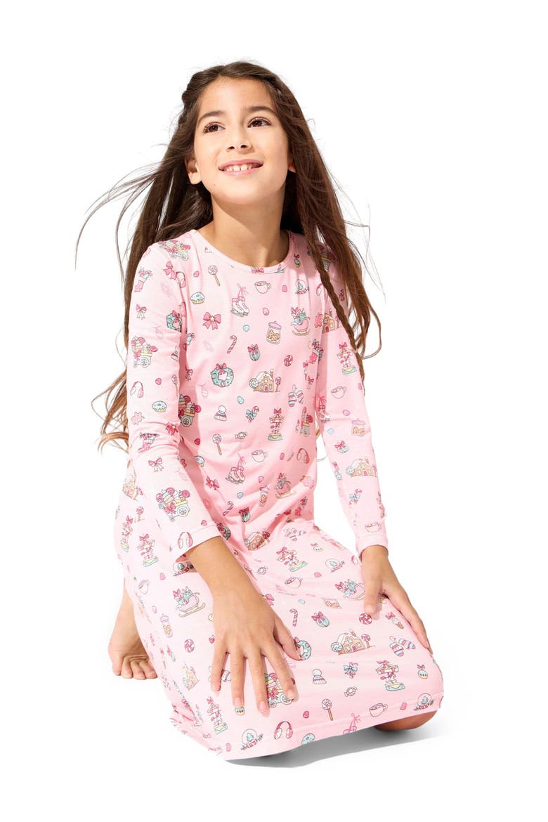 Kids' Candy Cane Lane Long Sleeve Dress, Alternate, color, Candy Cane Lane