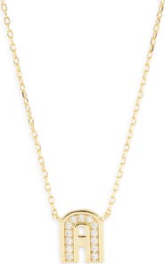 Argento Vivo Sterling Silver Cubic Zirconia Initial Pendant Necklace