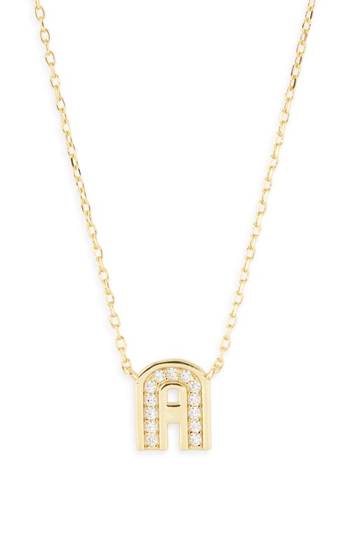 Argento Vivo Sterling Silver Cubic Zirconia Initial Pendant Necklace In Gold