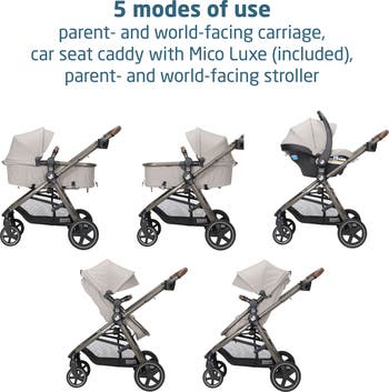 Zelia Luxe Stroller & Mico Luxe Infant Car Seat 5-in-1 Modular Travel System