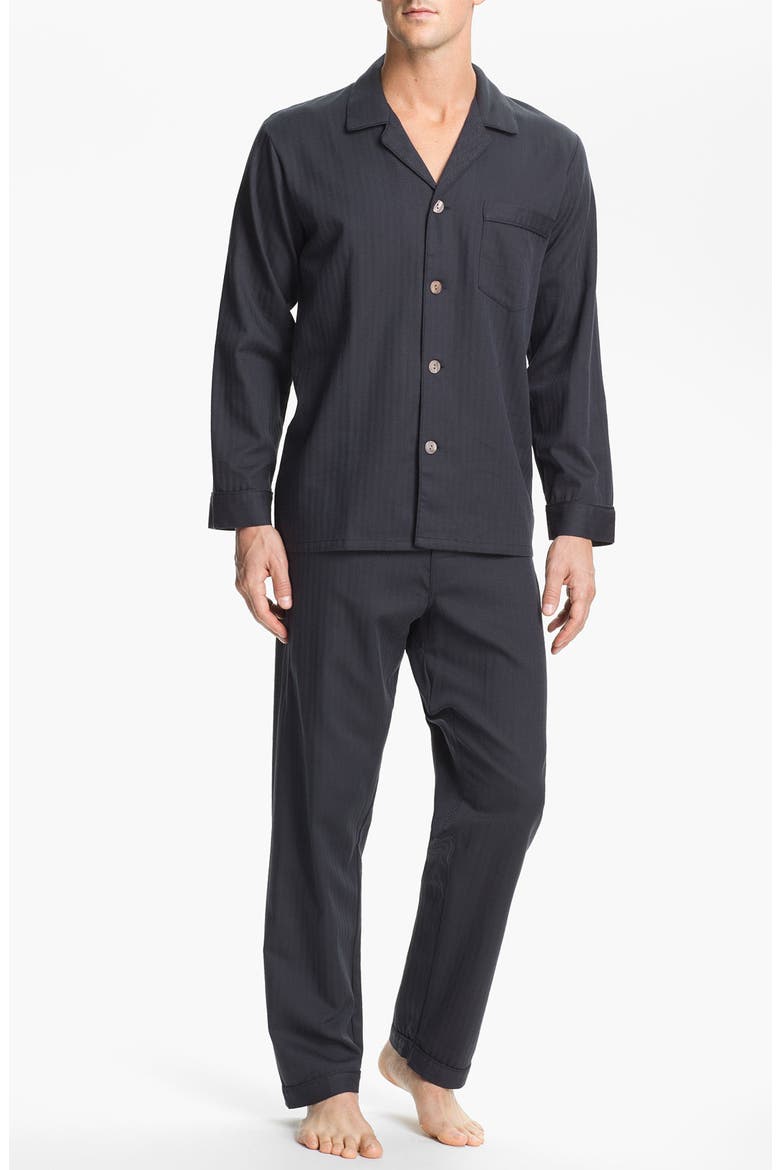 Herringbone Cotton Pajamas, Main, color, LEAD