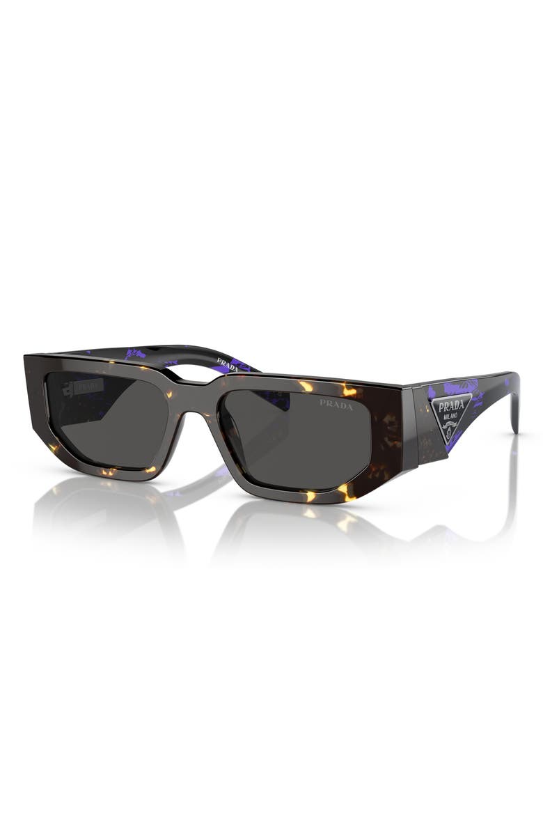 Prada 56mm Rectangular Sunglasses, Alternate, color, Net Gray