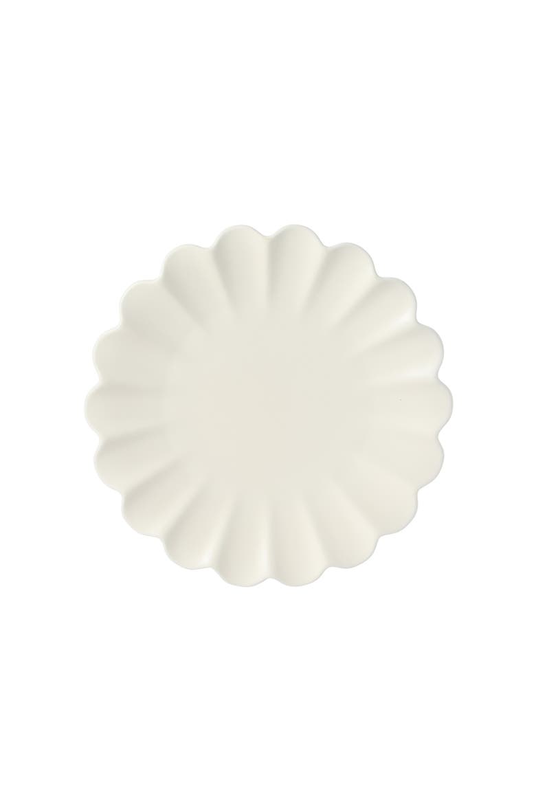 Bistro Fleur 12-Piece Scalloped Stoneware Dinnerware Set for 4, Alternate, color, Matte Cream