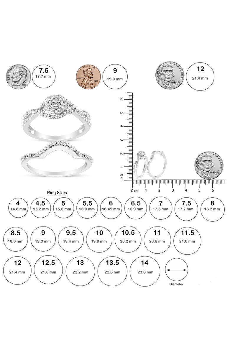 Silver 1/6 Cttw Diamond Composite Halo and Split Shank Bridal Ring Set, Alternate, color, White