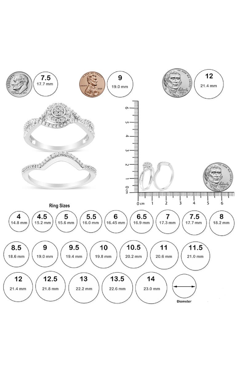 Haus of Brilliance Silver 1/6 Cttw Diamond Composite Halo and Split Shank Bridal Ring Set, Alternate, color, White