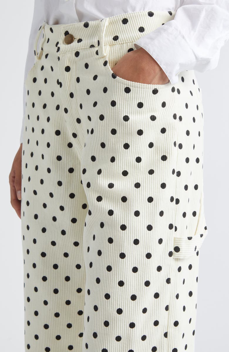 Tanner Fletcher Gender Inclusive Sid Polka Dot Corduroy Pants, Alternate, color, Ivory/ Black Polkadot