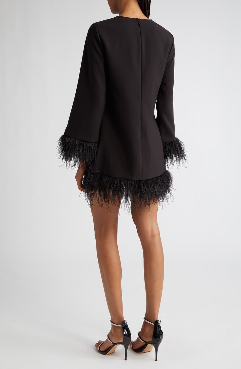 LIKELY Marullo Feather Trim Long Sleeve Dress, Alternate, color, 