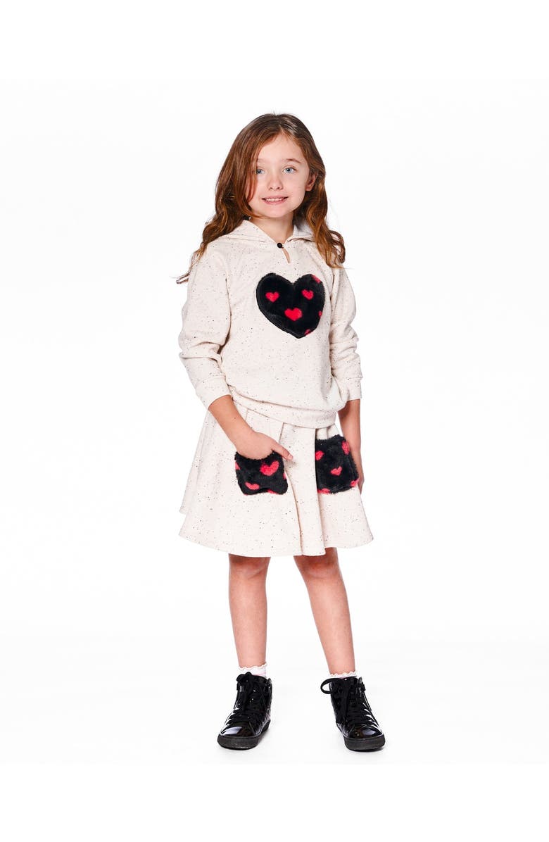 Deux par Deux Glittering French Terry Hoodie with Heart Applique, Alternate, color,