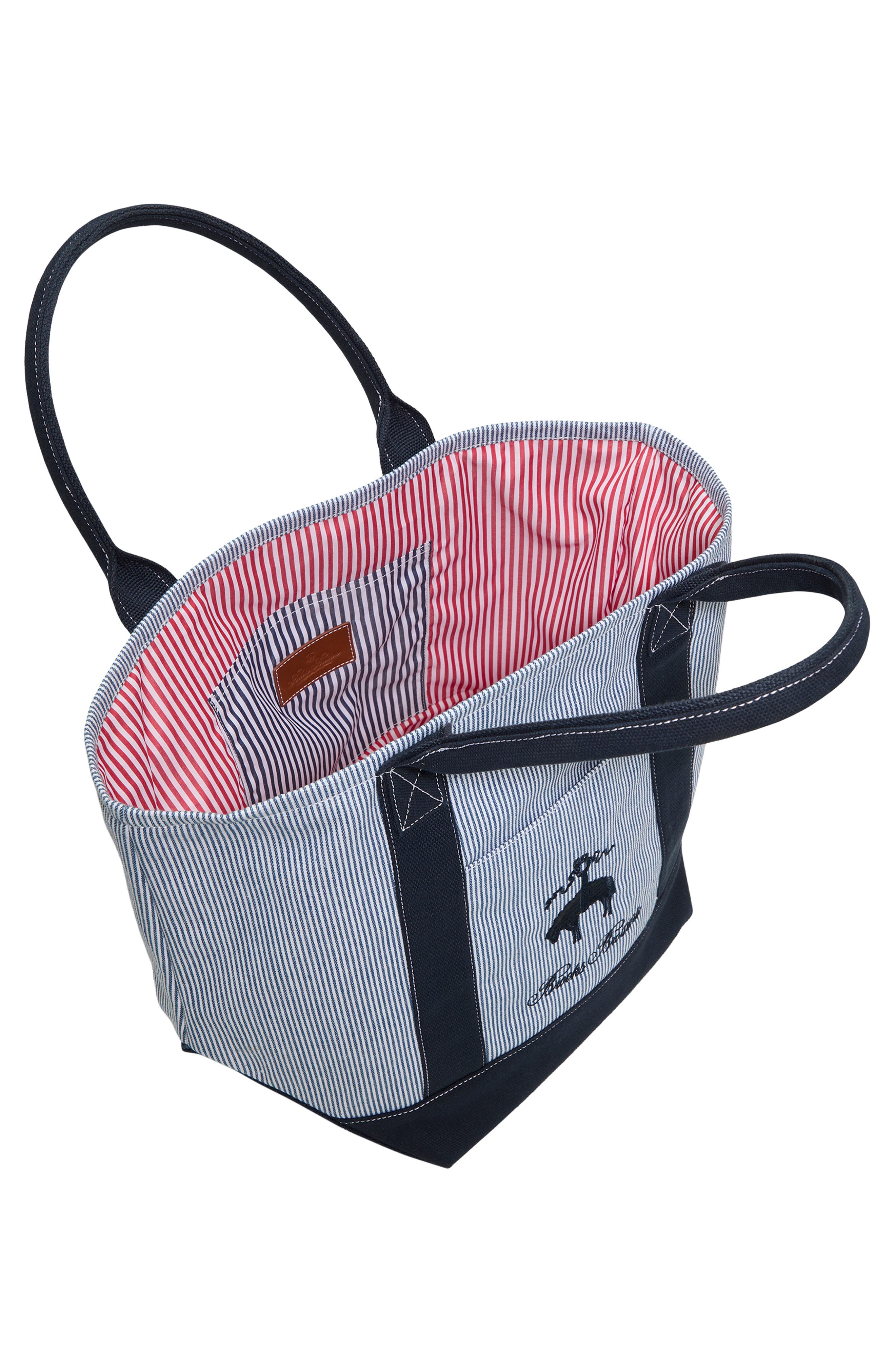 Brooks Brothers Penn Stripe Cotton Canvas Tote, Alternate, color, Blue