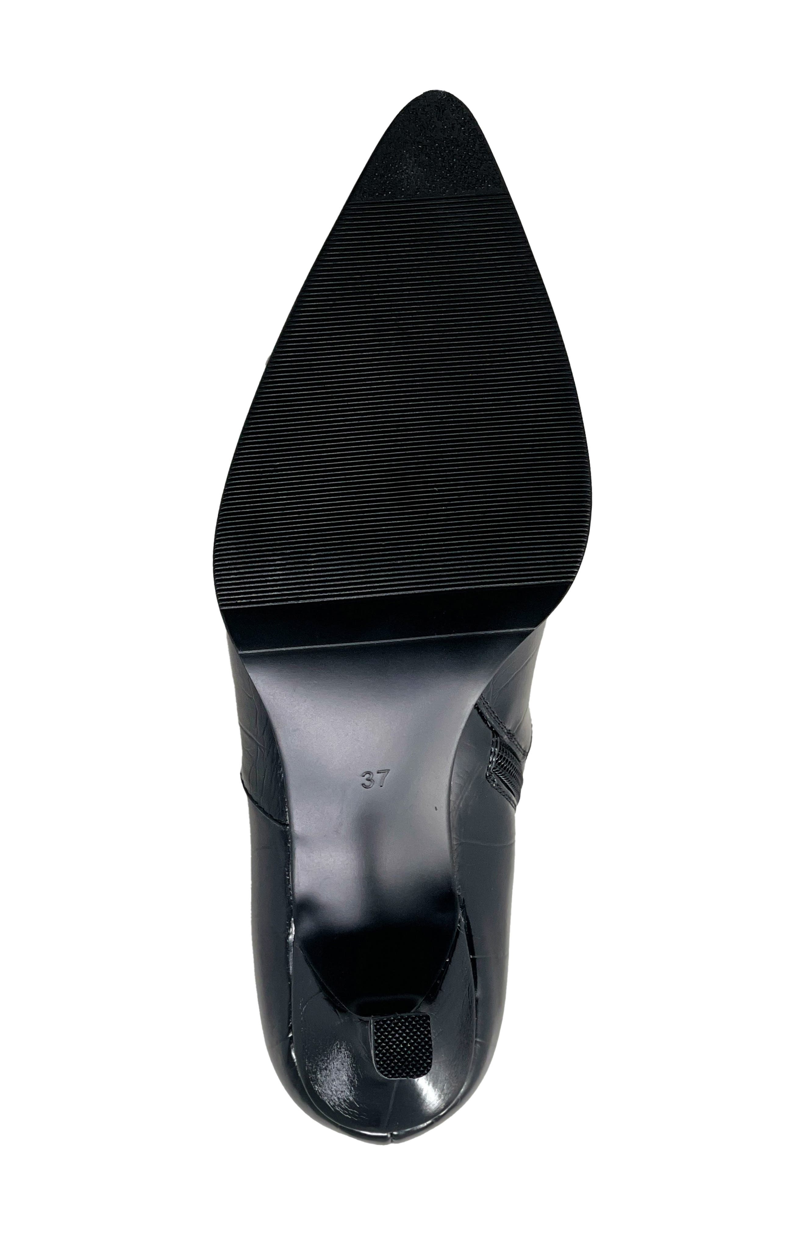 SHUSHOP Vanessa Pointed Toe Knee High Kitten Boot, Alternate, color, Black Croco