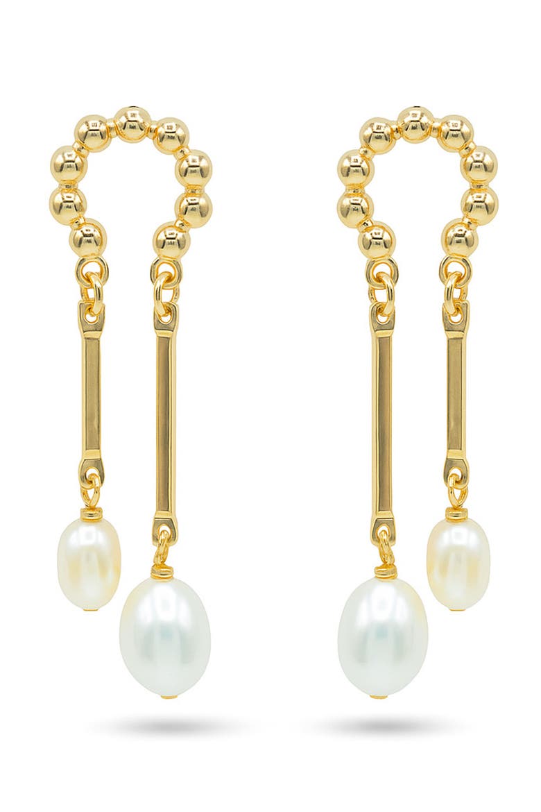 Freshwater Pearl Linear Drop Earrings, Main, color, GOLD