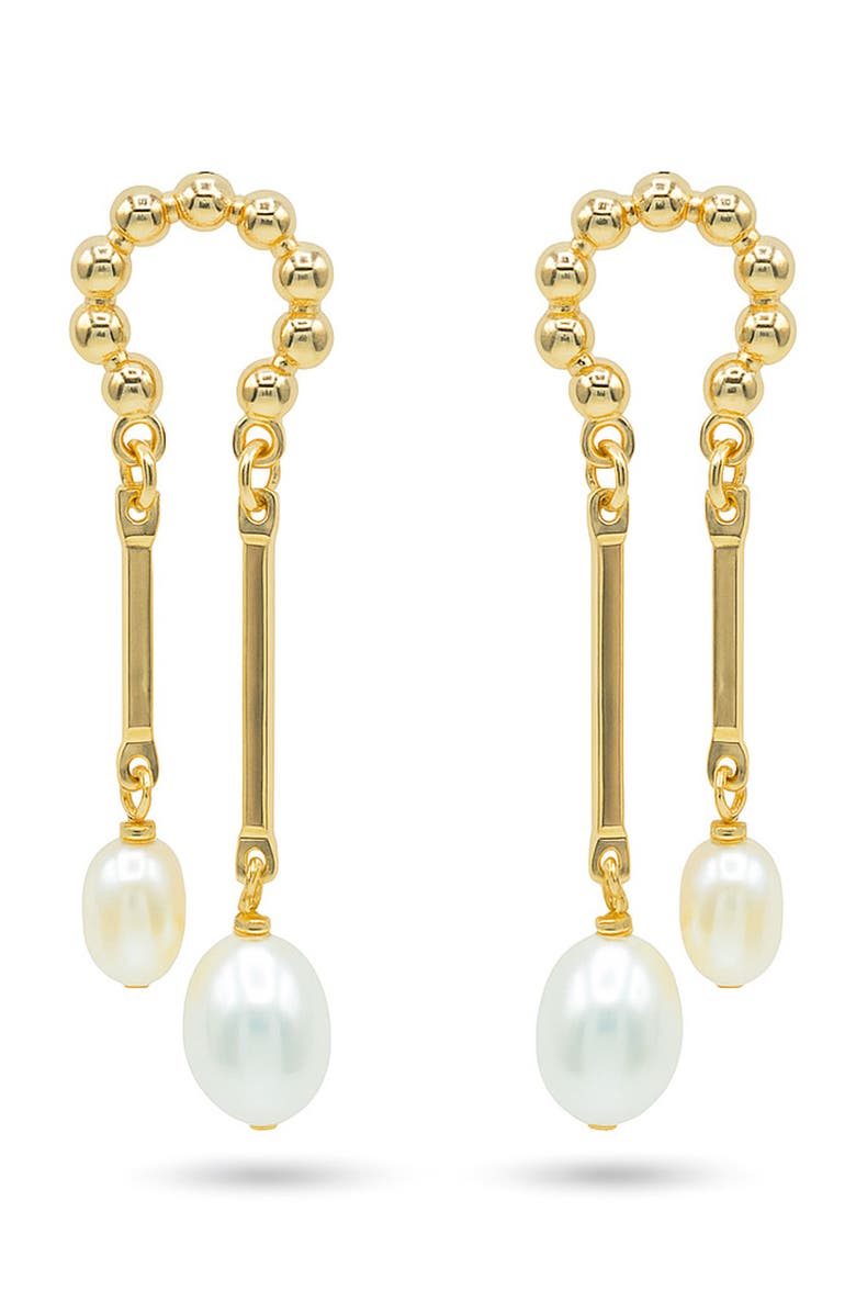 LA MENO Freshwater Pearl Linear Drop Earrings, Main, color, 