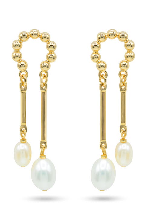 Freshwater Pearl Linear Drop Earrings