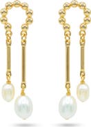 LA MENO Freshwater Pearl Linear Drop Earrings