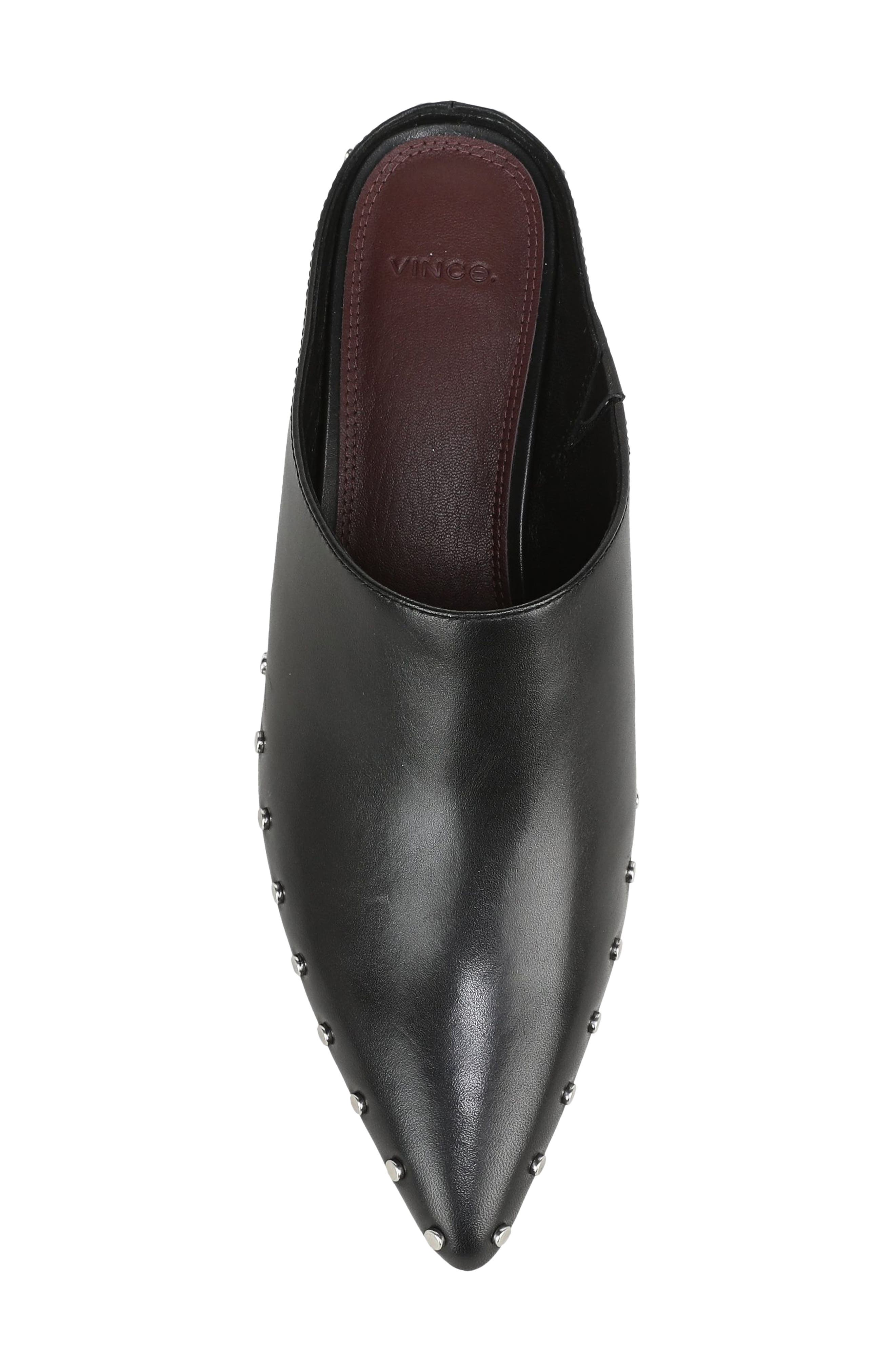 August Studded Leather Mule, Alternate, color, BLACK
