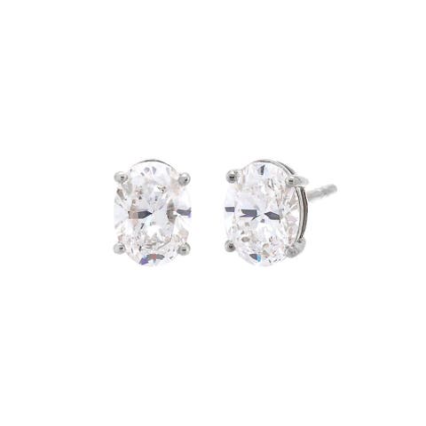 Lab Grown Diamond Oval Four Prong Stud Earring 14K