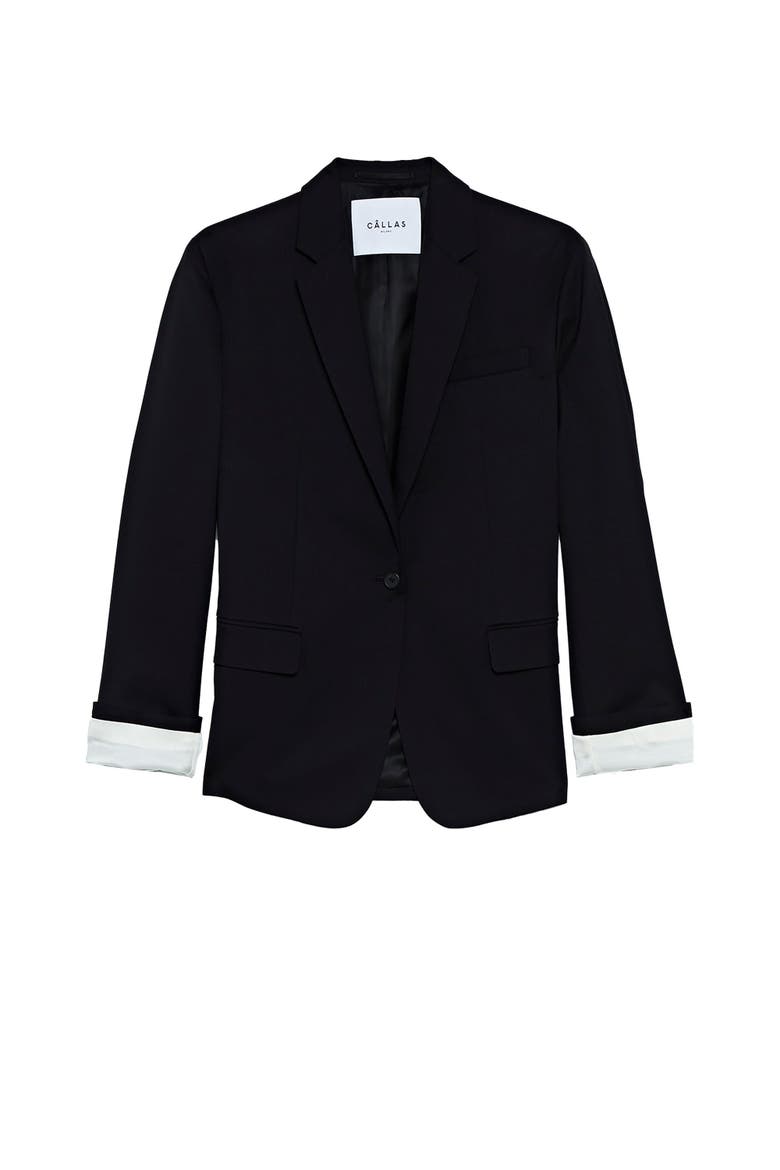 Denis Oversized Blazer with Contrast Cuff Sleeve, Main, color, Black
