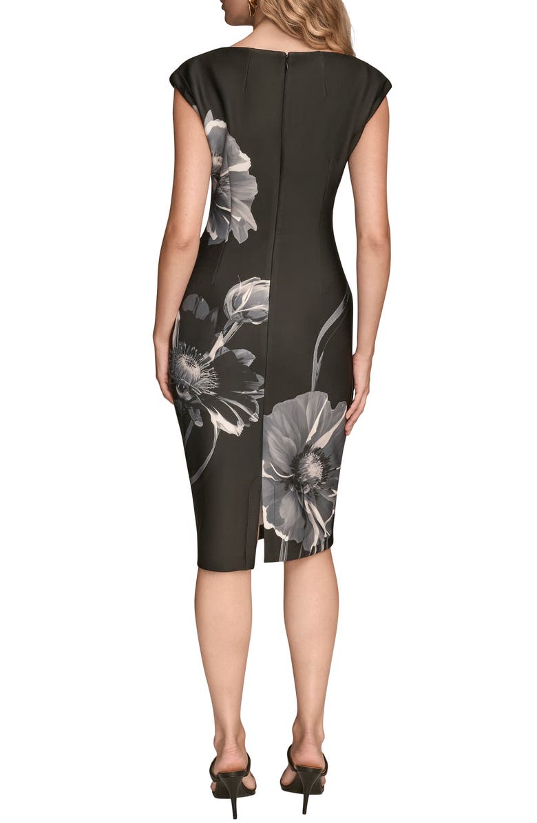 Donna Karan New York Floral Print Scuba Knit Sheath Dress, Alternate, color, Black Multi