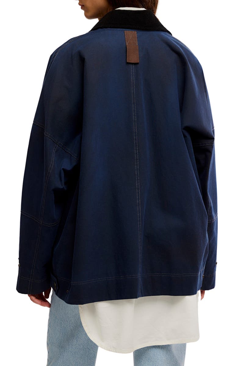 Free People Cori Waxed Cotton Jacket, Alternate, color, Sapphire