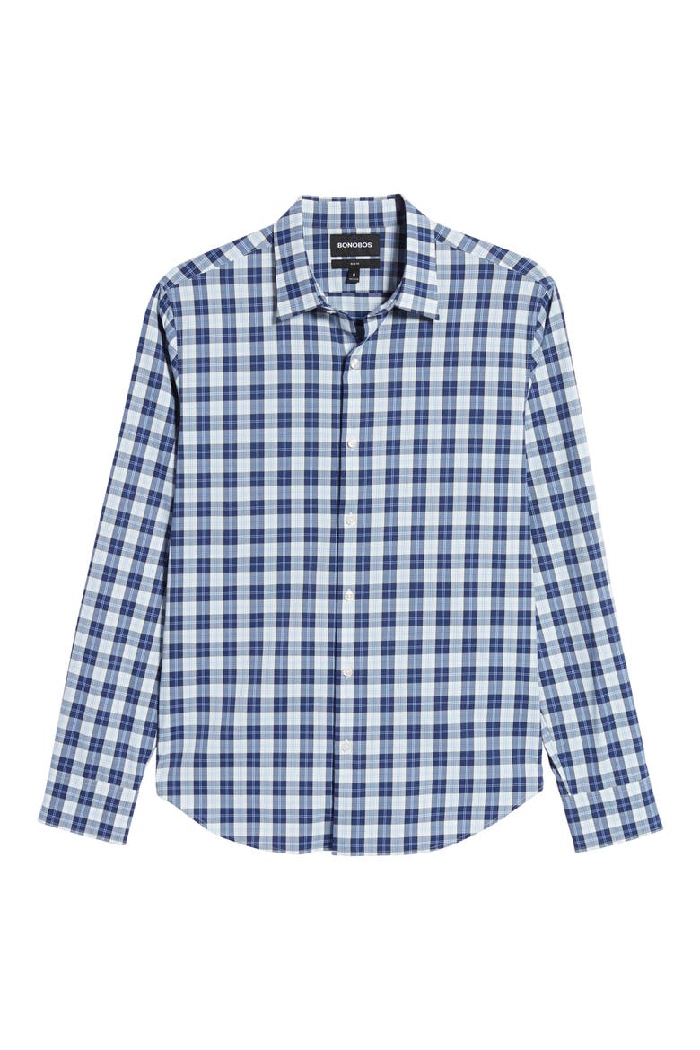 Slim Fit Plaid Button-Up Tech Shirt, Alternate, color, LODI BLUE DEPTHS