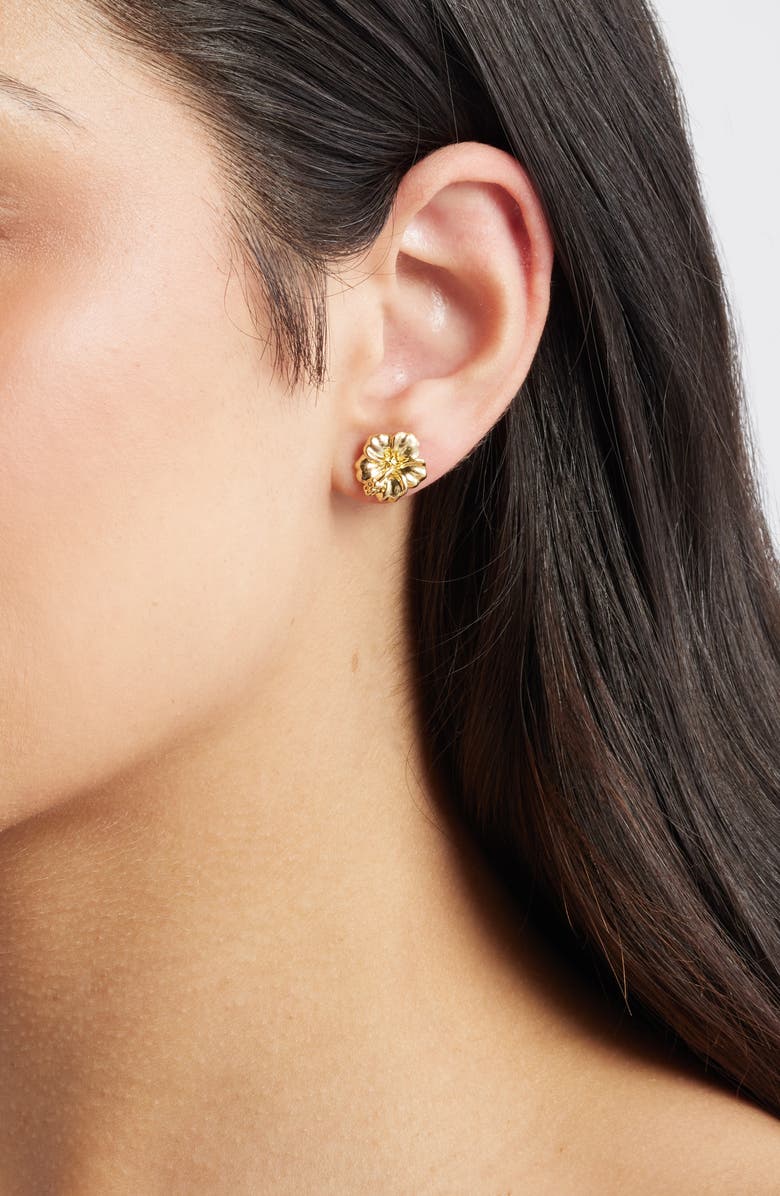 Kiara by Ki-ele Aloha Hibiscus Stud Earrings, Alternate, color, Gold