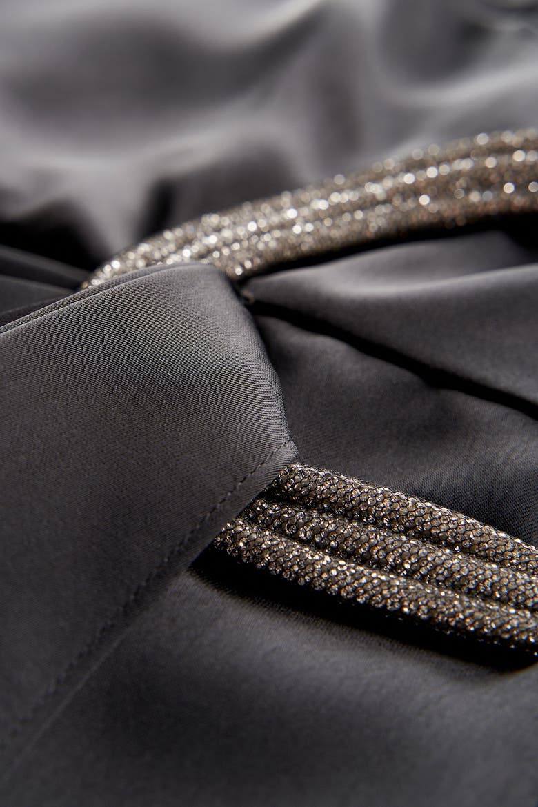 Cressida Halter Column Satin Gown, Alternate, color, Black