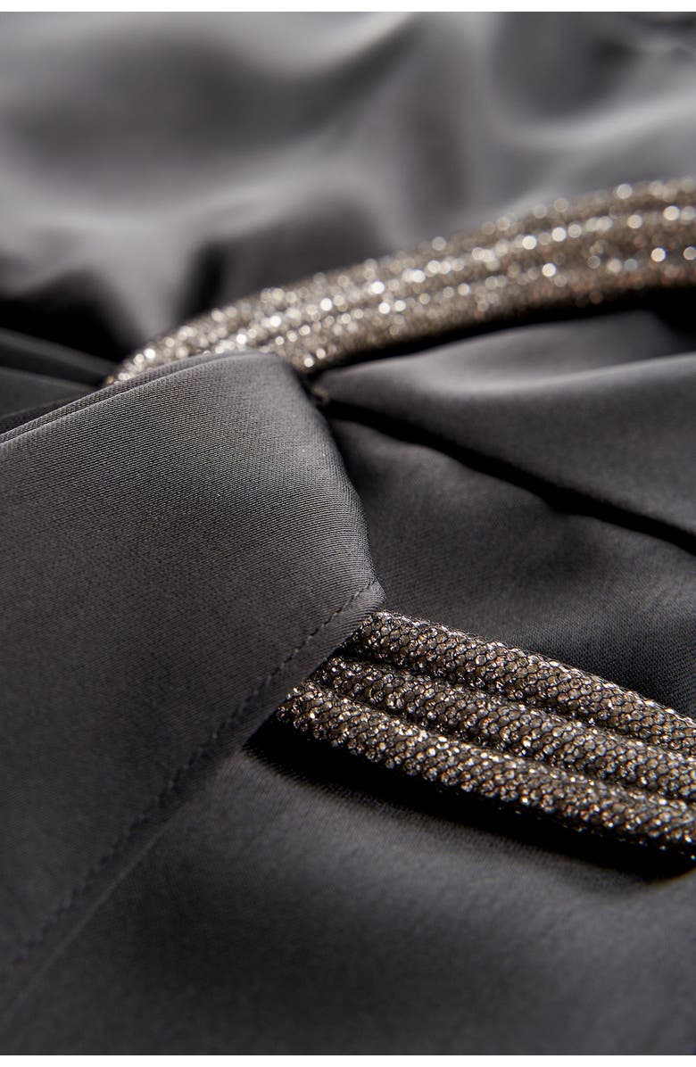 Theia Cressida Halter Column Satin Gown, Alternate, color, Black