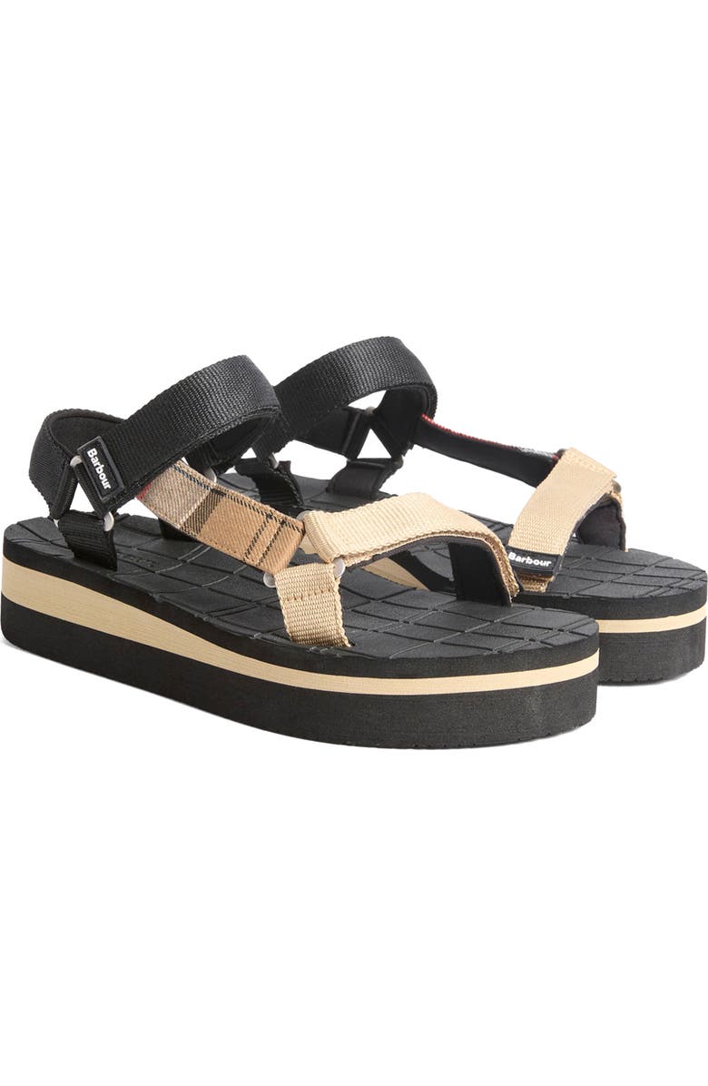 Barbour Mila Wedge Sandal, Main, color, Black/ Dress Tartan