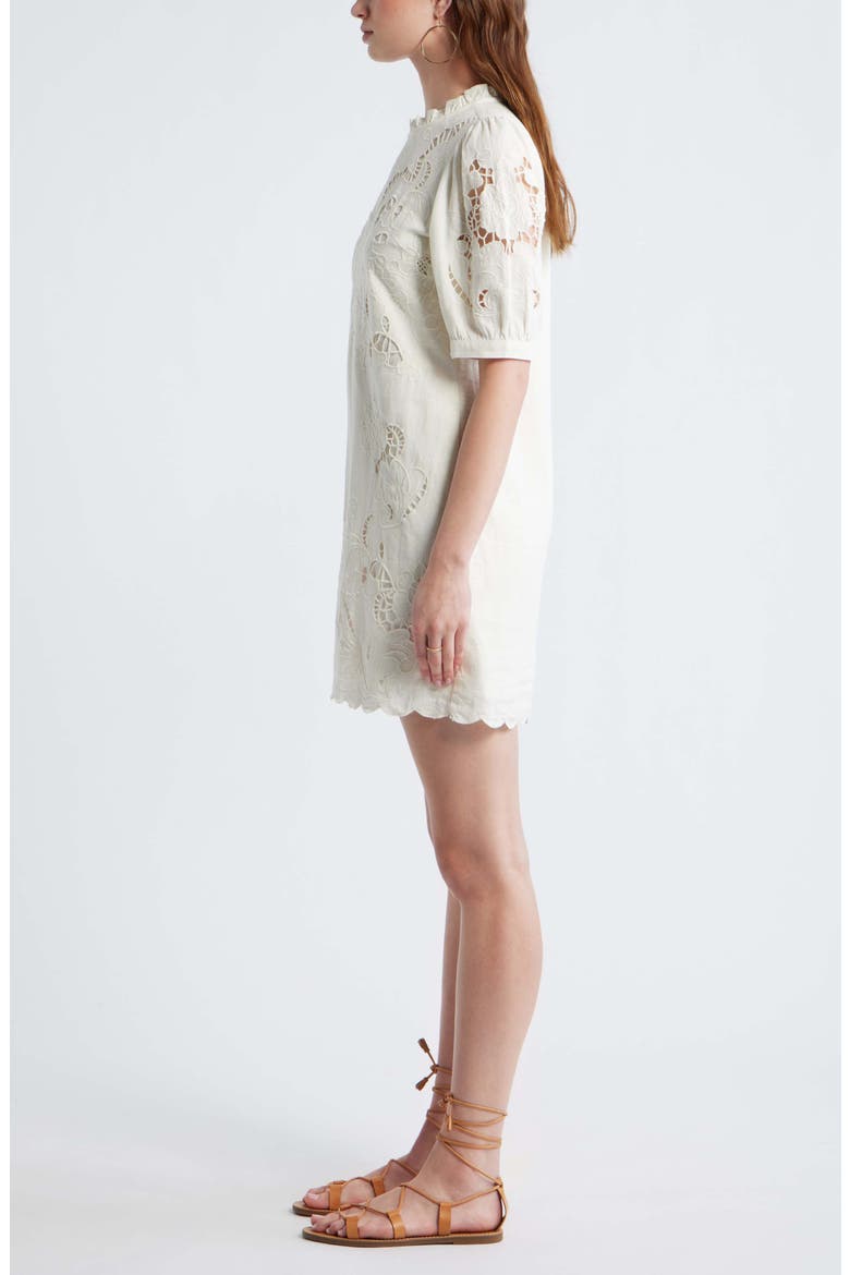 Cutwork Embroidery Minidress, Alternate, color, IVORY EGRET