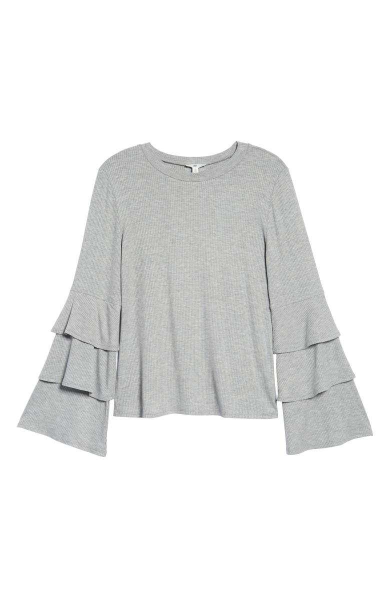 BP. Ruffle Sleeve Ribbed Sweater, Alternate, color, 