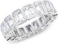 HauteCarat Emerald Bezel Lab Created Diamond Eternity Ring