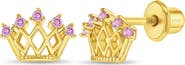 In Season Jewelry Point CZ Crown Plated Earrings