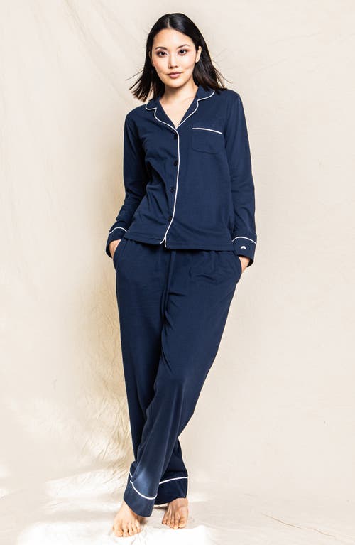 Petite Plume Luxe Pima Cotton Pajama Set In Blue