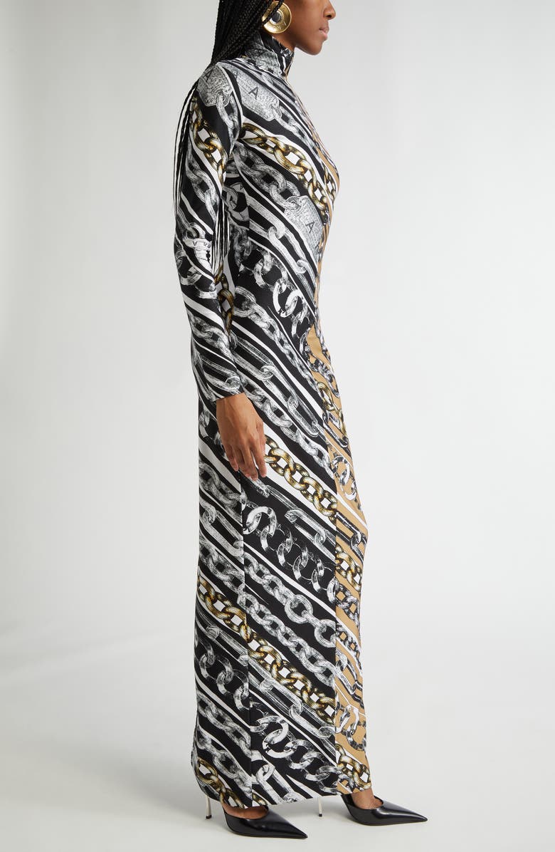 Area Chain Print Long Sleeve Dress, Alternate, color, 