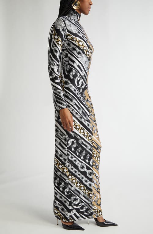 AREA AREA CHAIN PRINT LONG SLEEVE DRESS