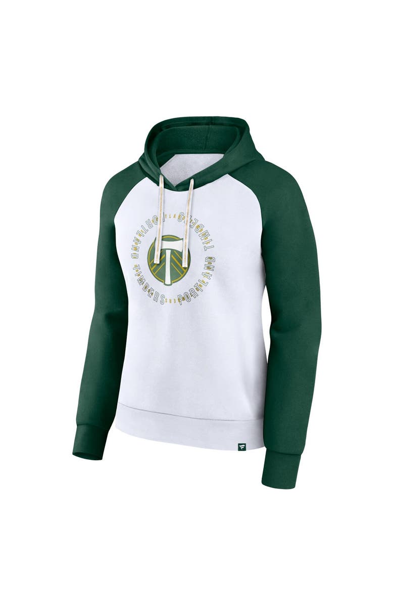 FANATICS Women's Fanatics Branded White/Green Portland Timbers Instep Pullover Hoodie, Alternate, color, 