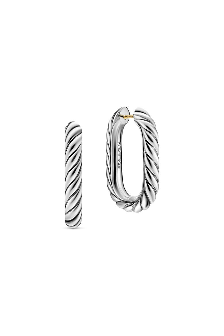 Madison Cable Hoop Earrings, Main, color, SILVER