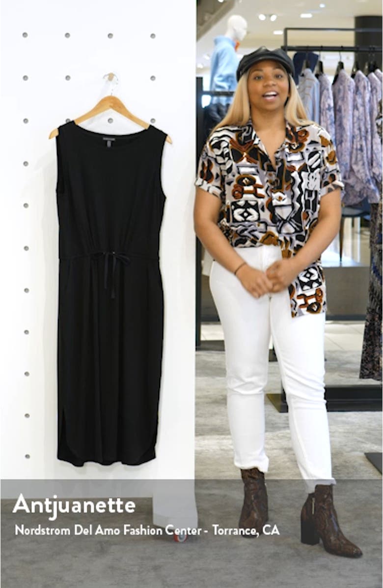 Drawstring Stretch Tencel<sup>®</sup> Lyocell Midi Dress, sales video thumbnail
