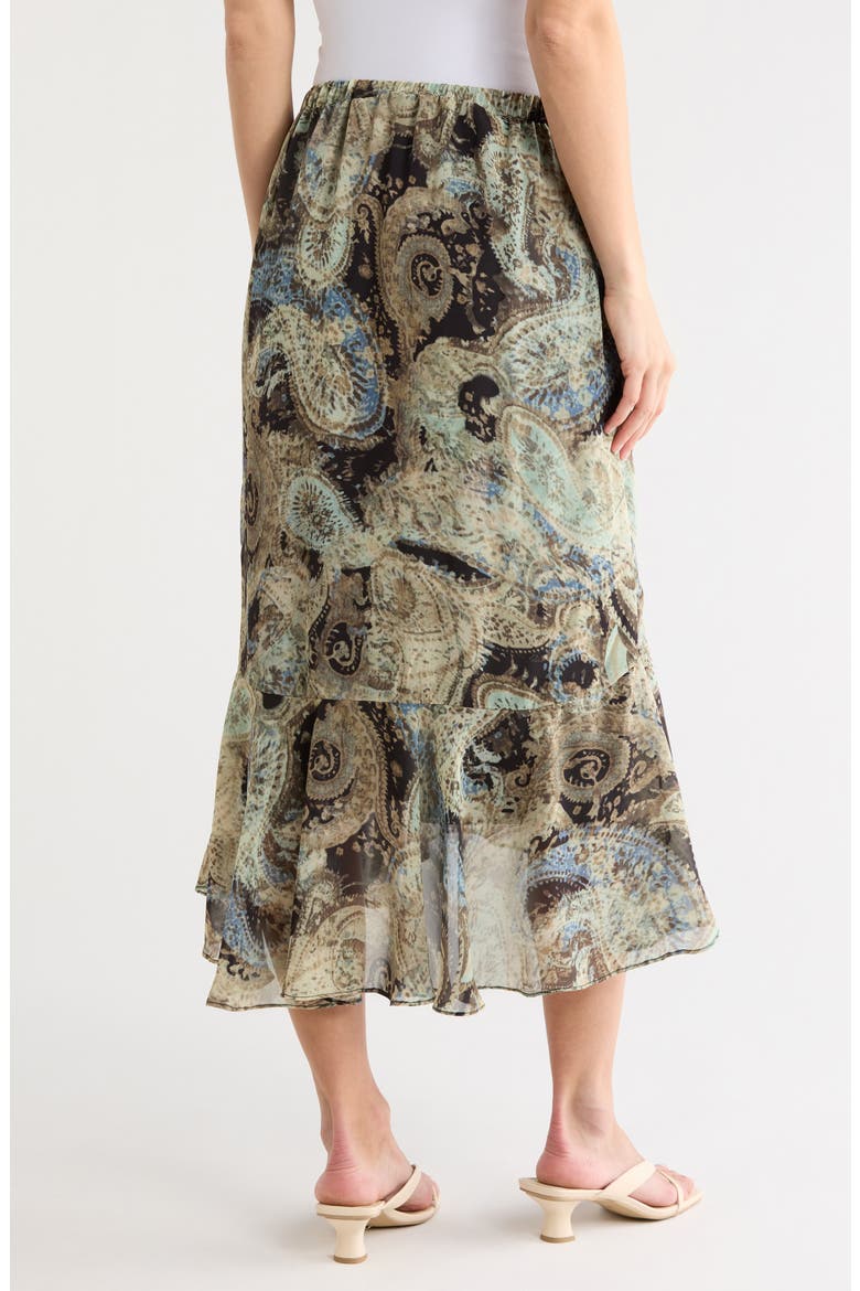 Paisley Ruffle Hem High-Low Skirt, Alternate, color, PAISLEY PRINT
