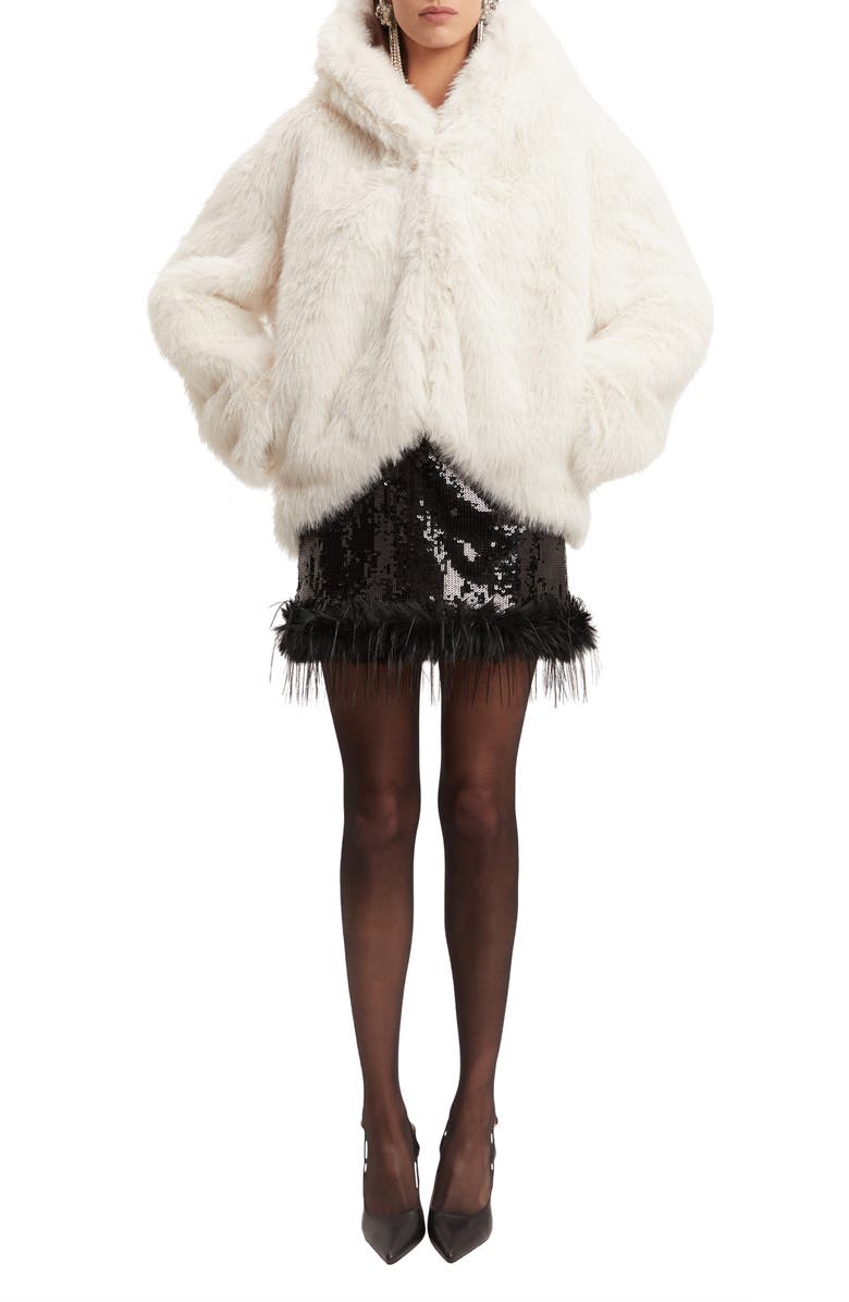 Bardot Callan Hooded Faux Fur Jacket, Main, color, 