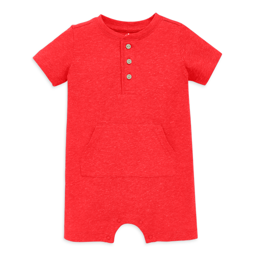 Primary Baby Heathered Henley Shortie In Poppy