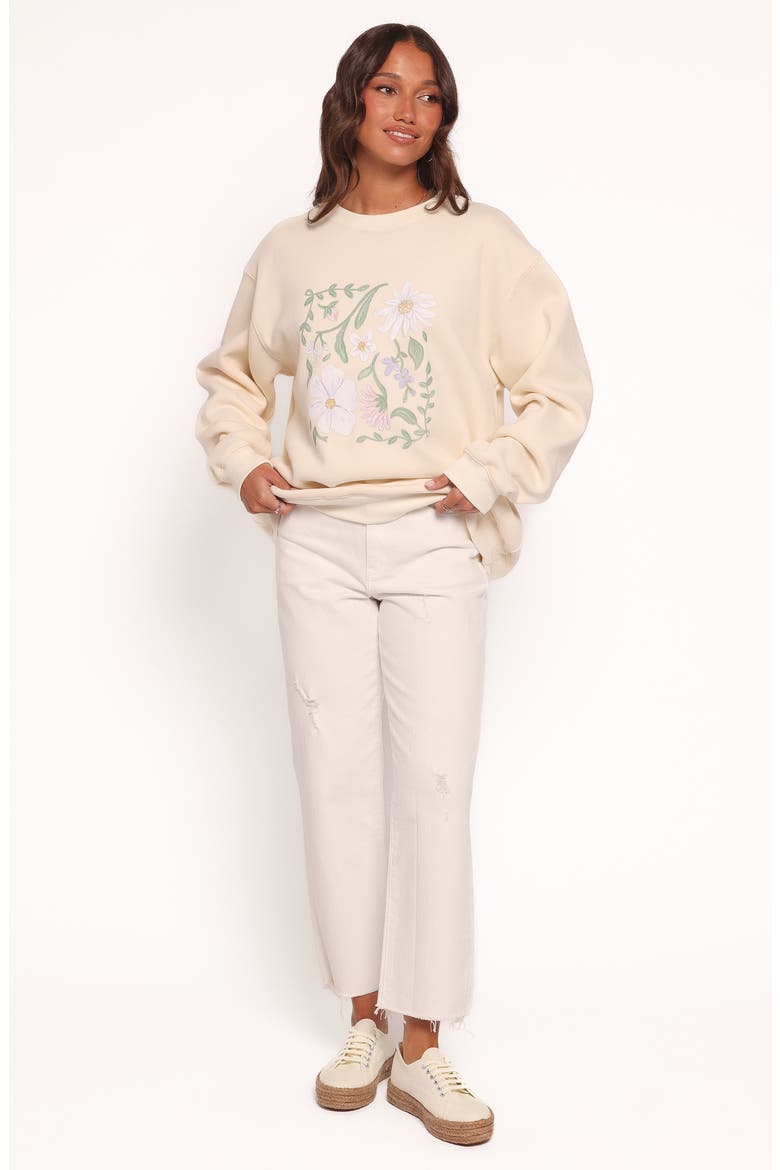 Flower Garden Graphic Sweatshirt, Alternate, color, CREAM